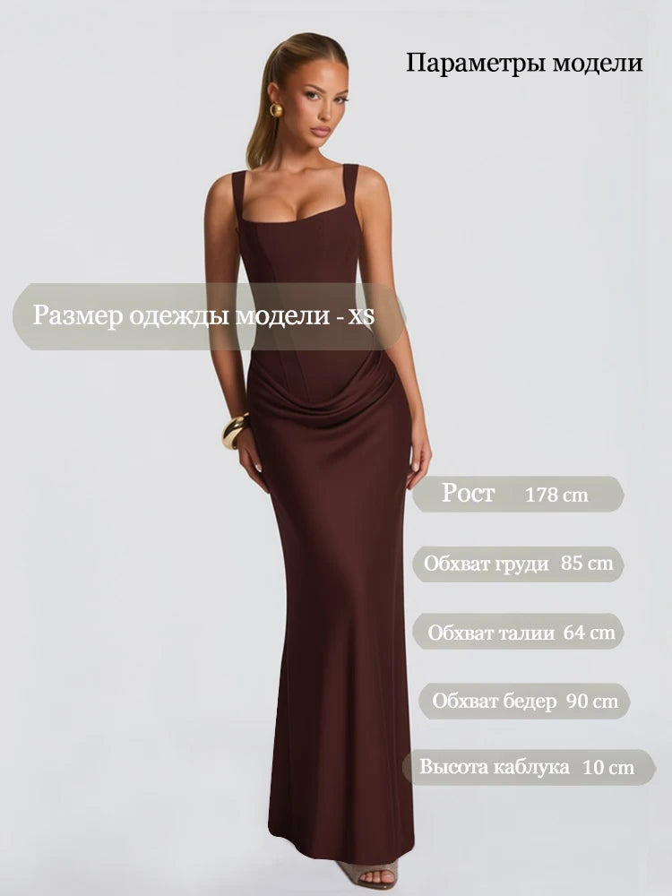 Women's Slim Maxi Dress – Lace-Up Sleeveless Formal Gown