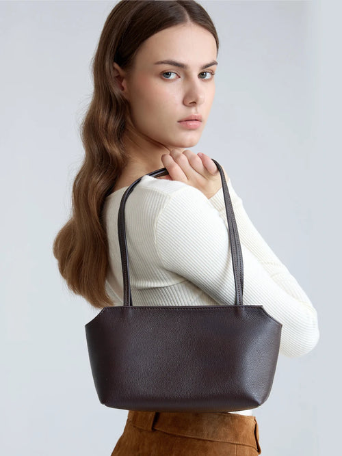 Women's Genuine Cowhide Leather Mini Shoulder Tote Bag