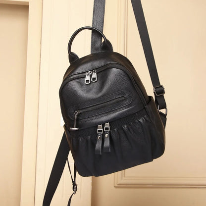 Genuine Leather Women's Mini Backpack – Compact Daily Bag