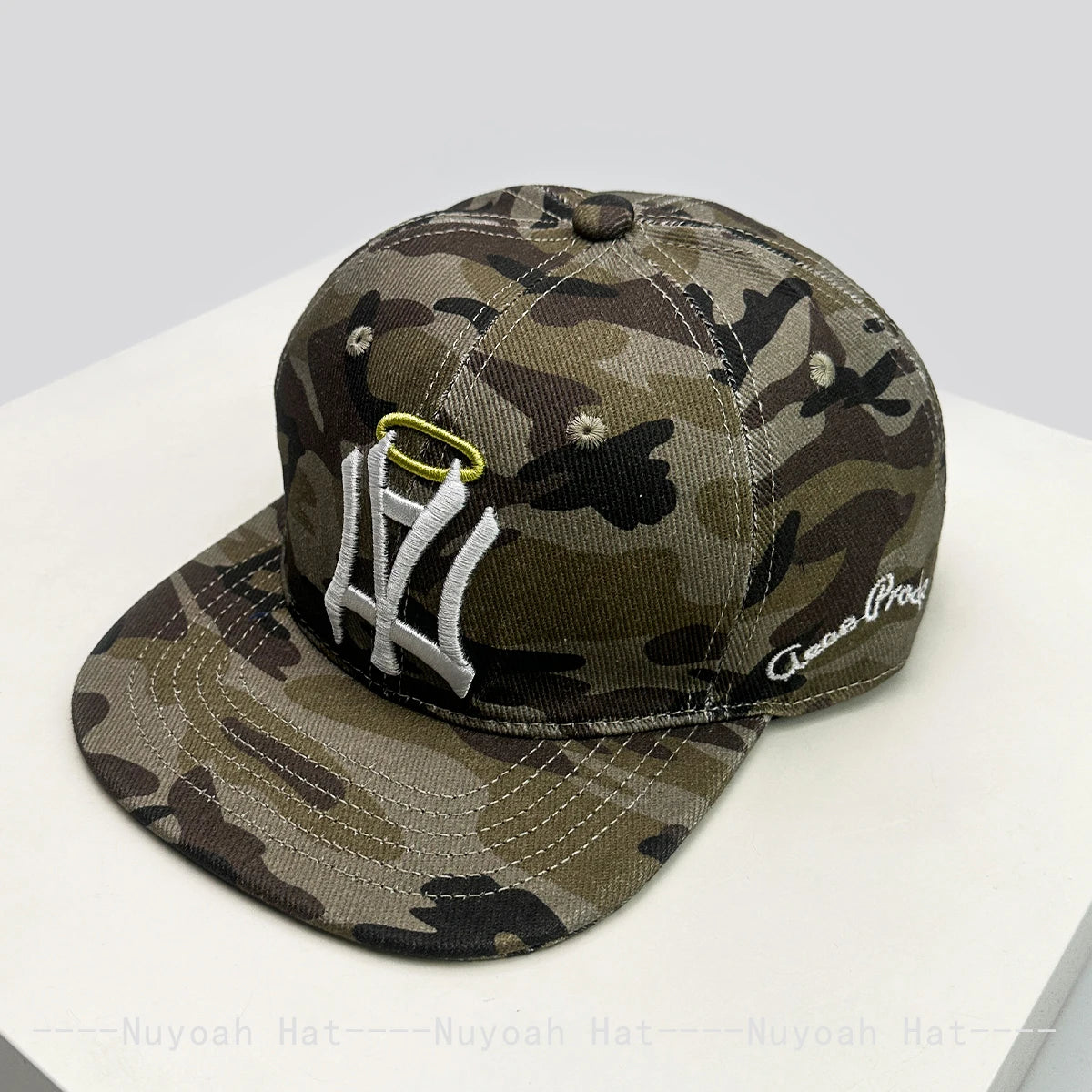 Gothic Angel Halo Embroidered Snapback Cap – Korean Street Style Hat
