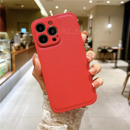 Leather Texture Silicone iPhone Case – Slim & Stylish