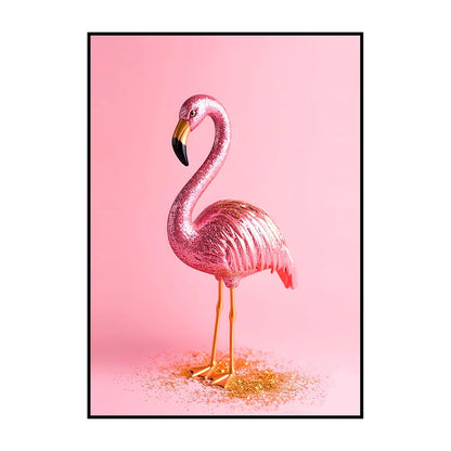 Flamingo on Roller Skates Wall Art Poster – Minimalist Print
