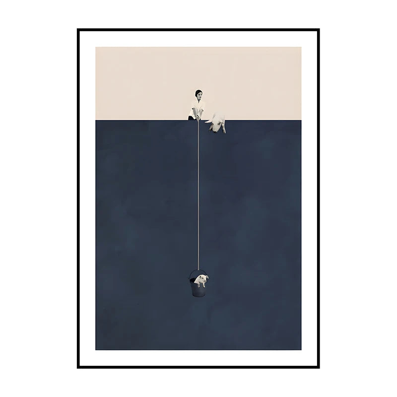 Surrealist Diver Wine Glass Wall Art Poster – Unframed Print