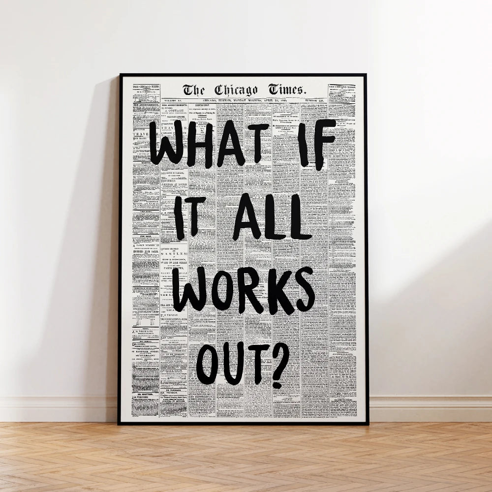 Vintage Newspaper Quote Wall Art Print – Psychedelic Typography Poster