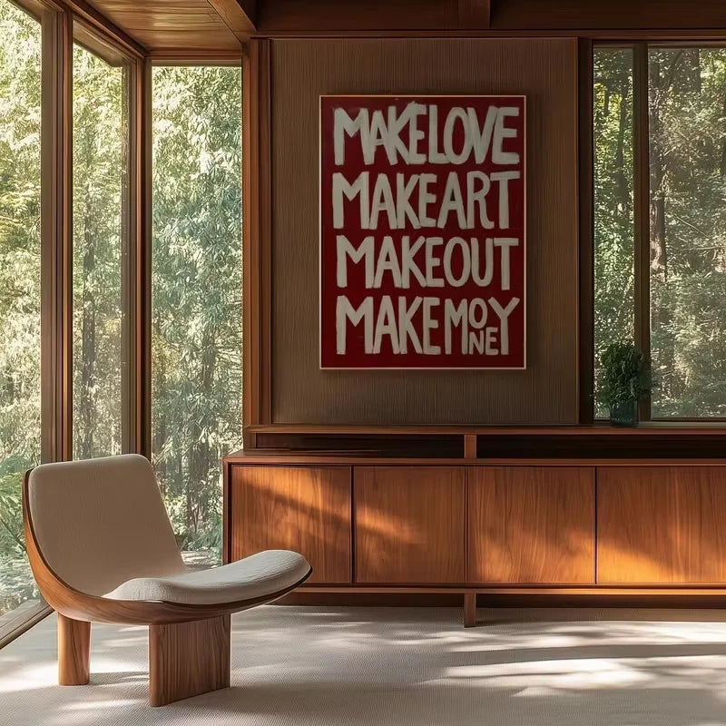 Make Love Make Art Wall Art Print – Bold Retro Quote Poster