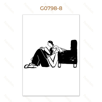 Minimalist Black and White Line Art Canvas Wall Art Print