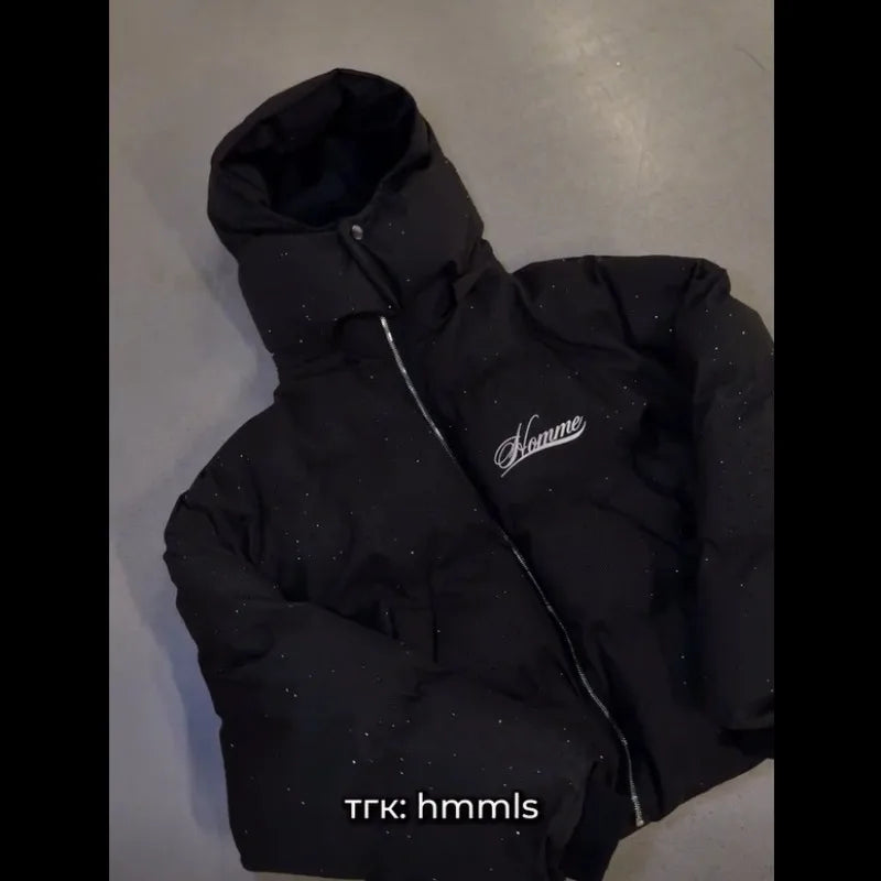Men's Puffer Jacket Thick Warm Cotton-Padded Coat Harajuku Streetwear