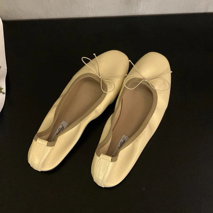 Women's Ballet Flat Shoes with Bow – Elegant Slip-On Flats