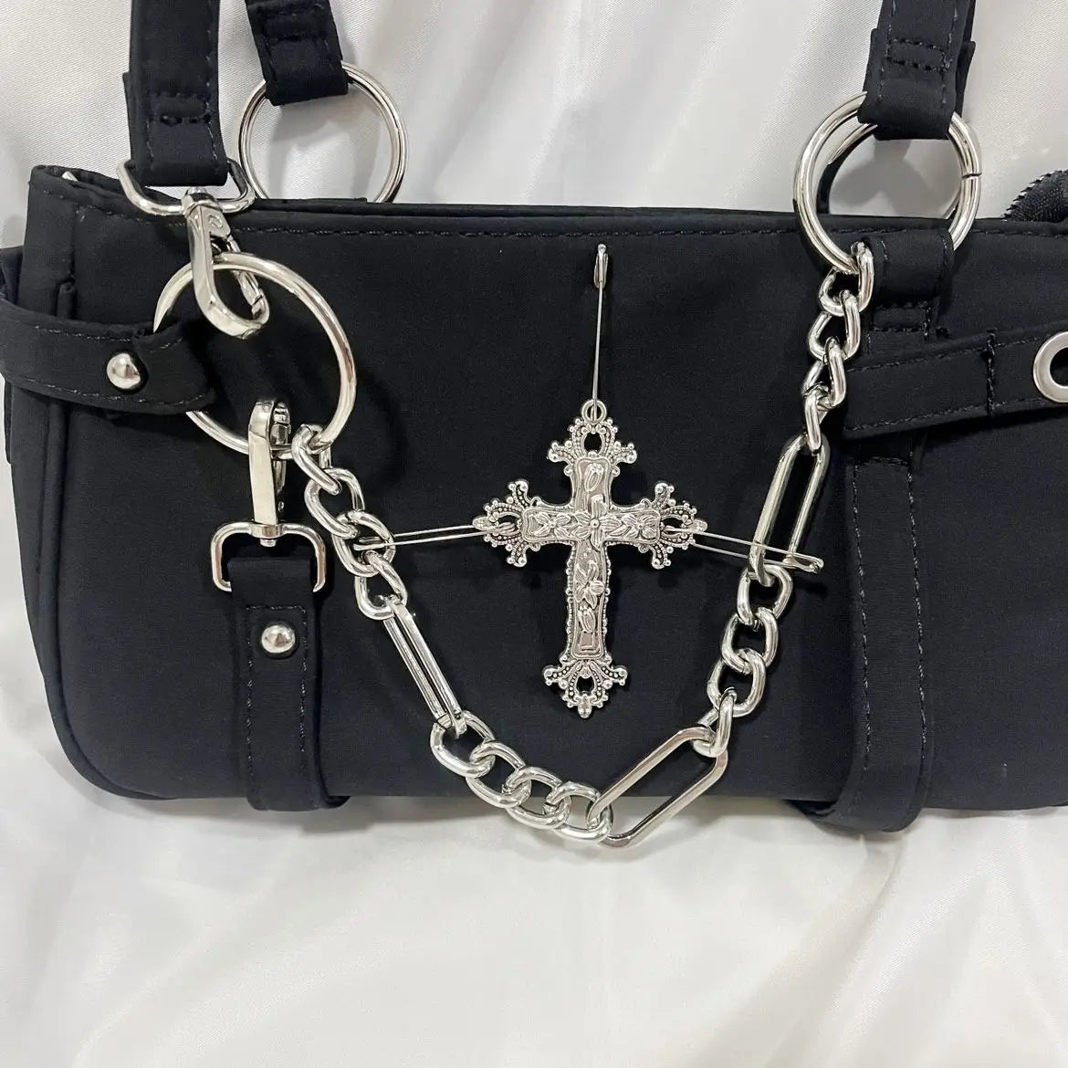Gothic Cross Y2k Bag Women Vintage Grunge Punk Chain Casual