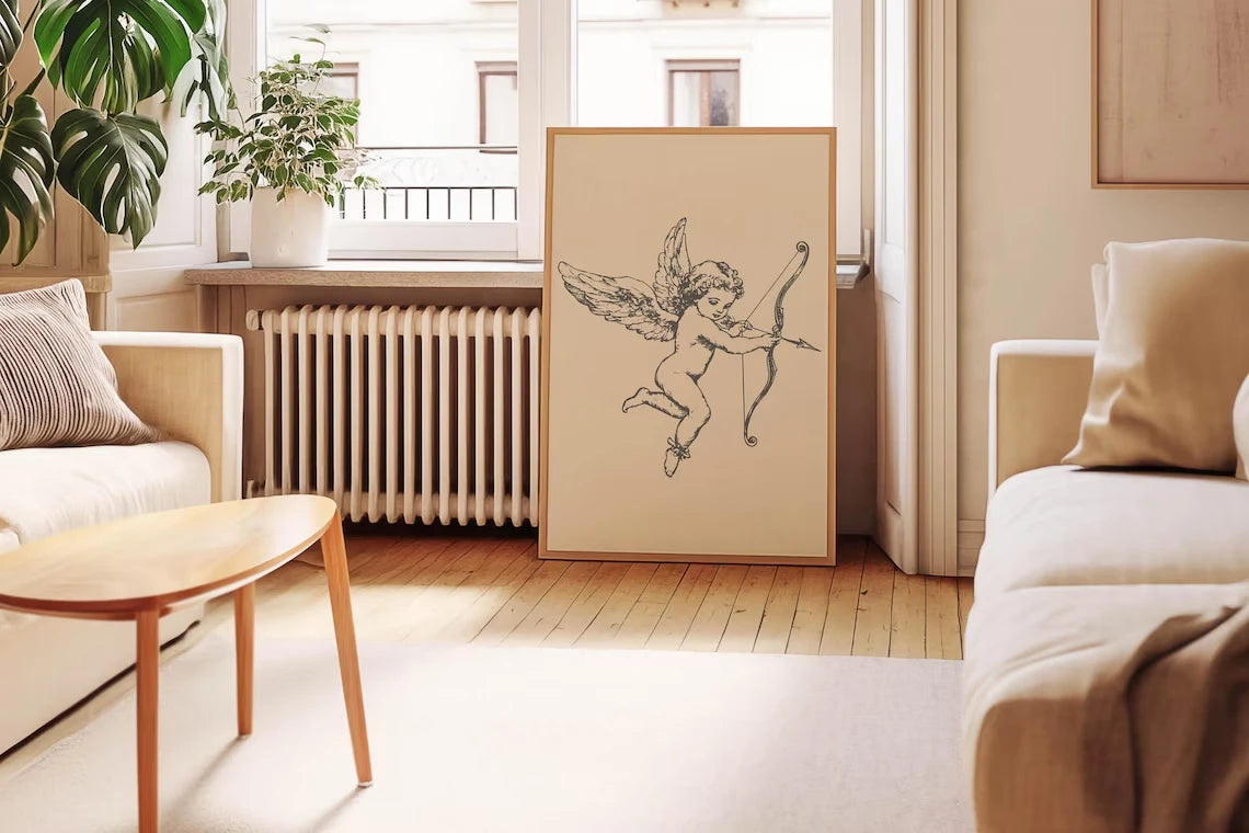 Antique Cupid Wall Art Print – Valentine's Day Romantic Poster