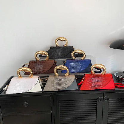 Solid Alligator PU Shoulder and Crossbody Bags