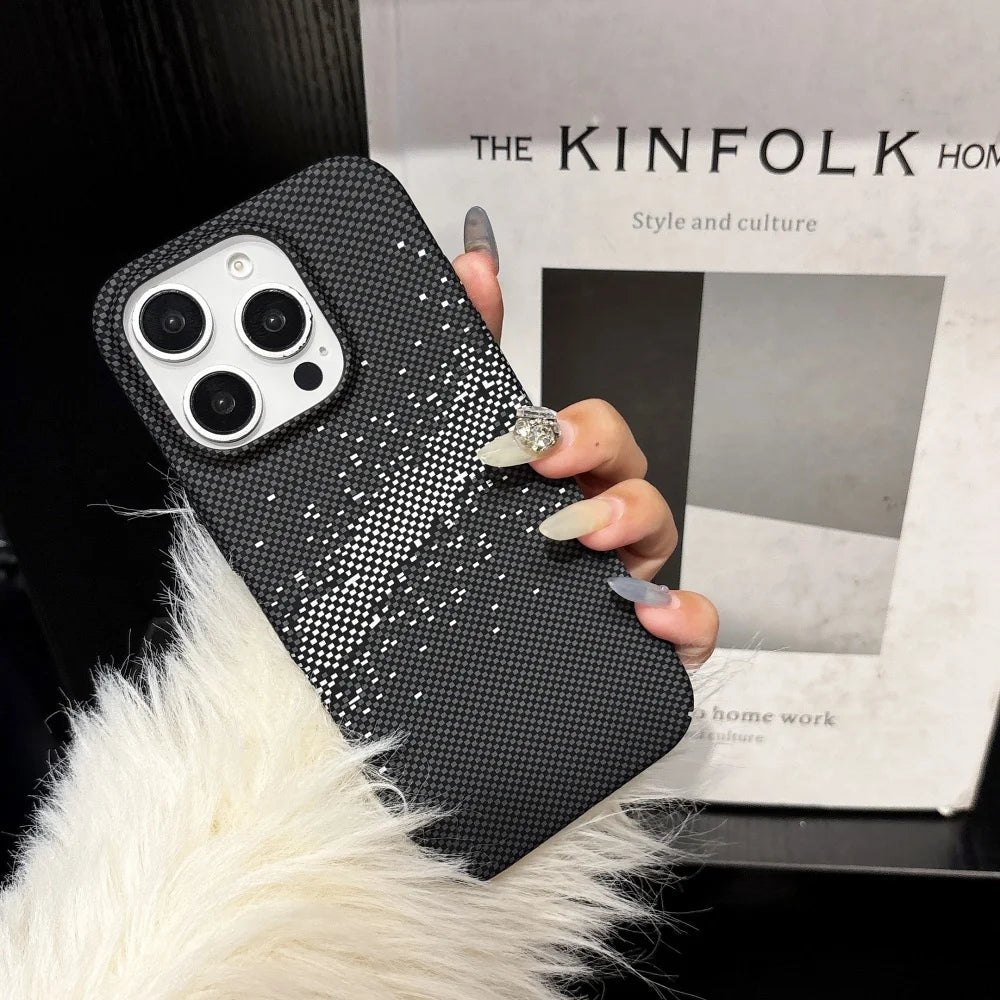 Carbon Fiber Glitter iPhone Case – Luxury Sparkle Cover