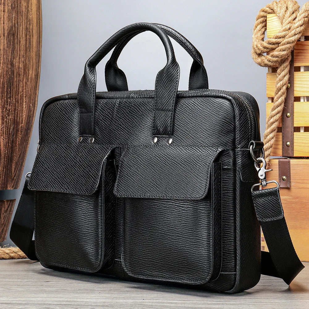 Genuine Leather Briefcase – Men's 16" Laptop Messenger Bag
