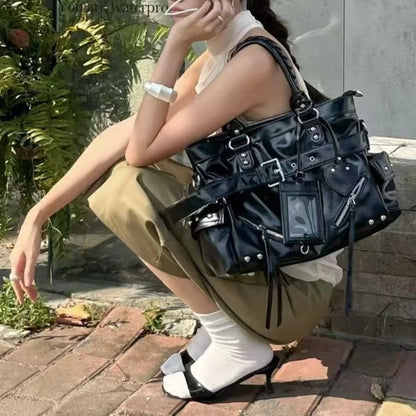 Designer Black Leather Tote Bag – Luxury Shoulder Handbag for Women