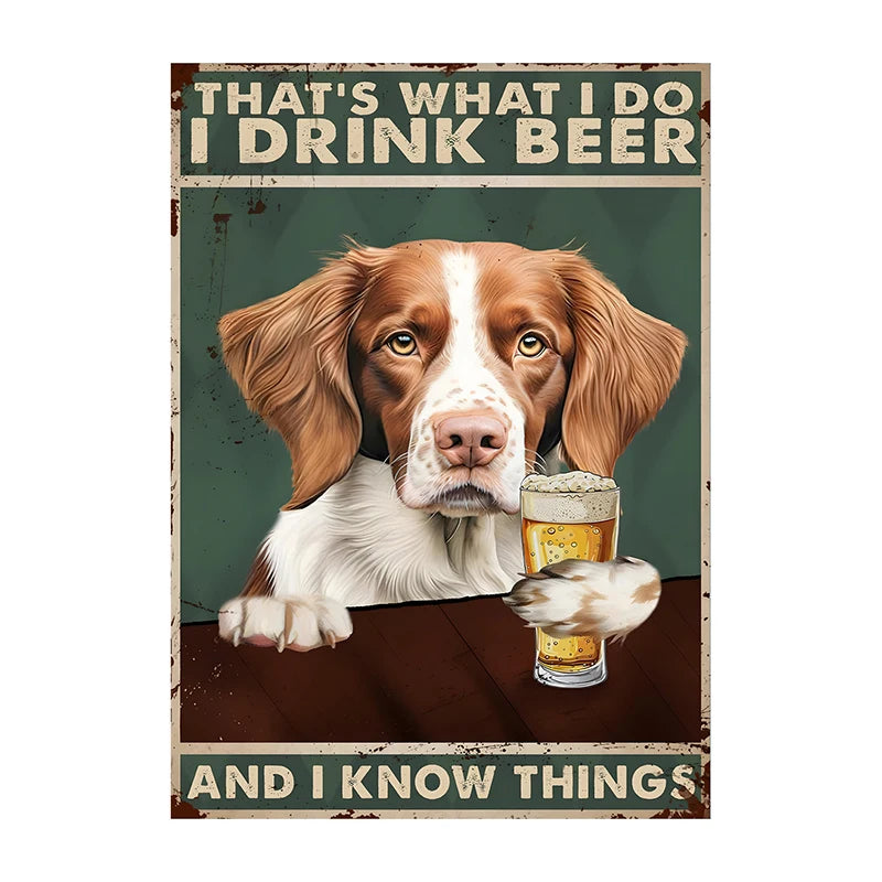 Funny Dog Beer Poster – That's What I Do I Drink Beer Wall Art