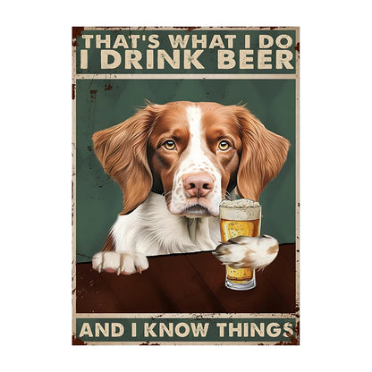 Funny Dog Beer Poster – That's What I Do I Drink Beer Wall Art