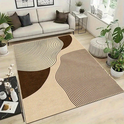 Modern Cream Abstract Area Rug – Soft Living Room & Bedroom Carpet