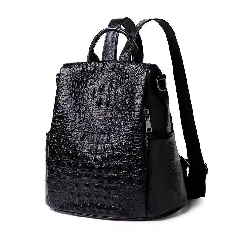 Genuine Leather Alligator Backpack for Women