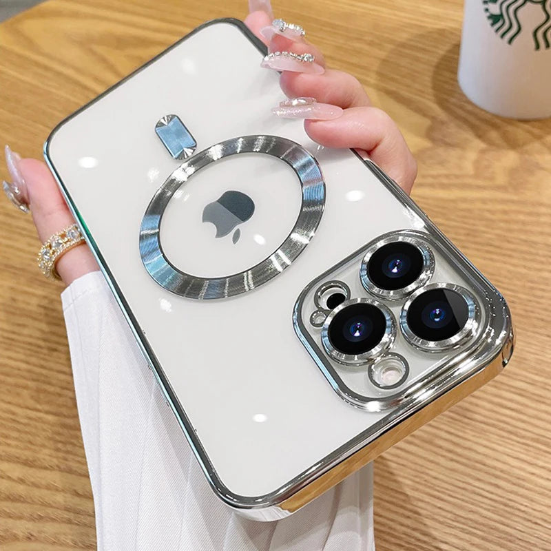 Electroplated MagSafe iPhone Case with Camera Lens Protector