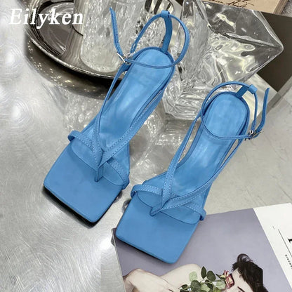 Eilyken Gladiator Sandals Heels Women Fall Best Street Look Females Square Head Open Toe Clip-On