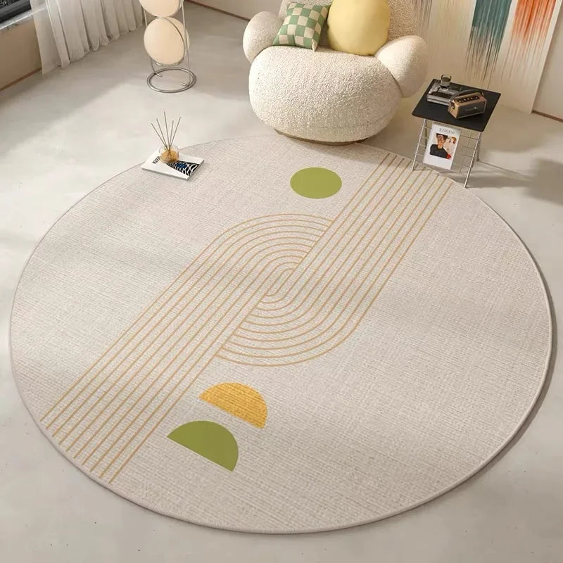Round Area Rug – Modern Minimalist Non-Slip Stain-Resistant Floor Mat