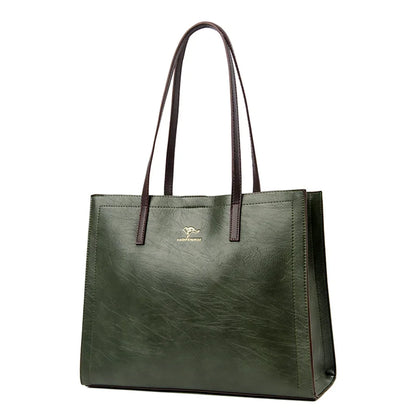 Vintage Leather Tote Bag – Large Capacity Top-Handle