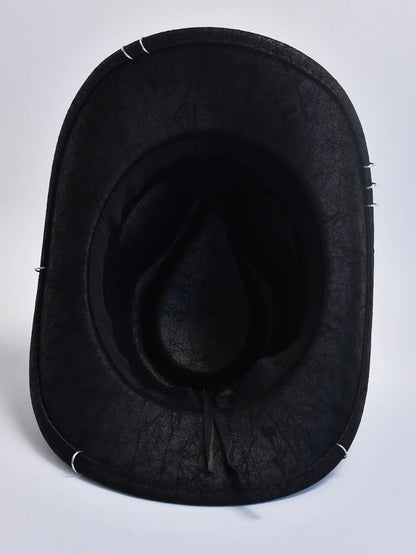 Faux Leather Western Cowboy Hat – Skull Band, Men & Women