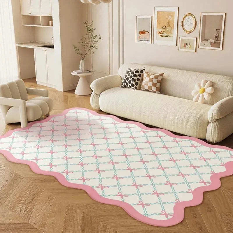 Cute Ribbon Bow Area Rug – Soft Plush Girls Bedroom & Living Room Carpet