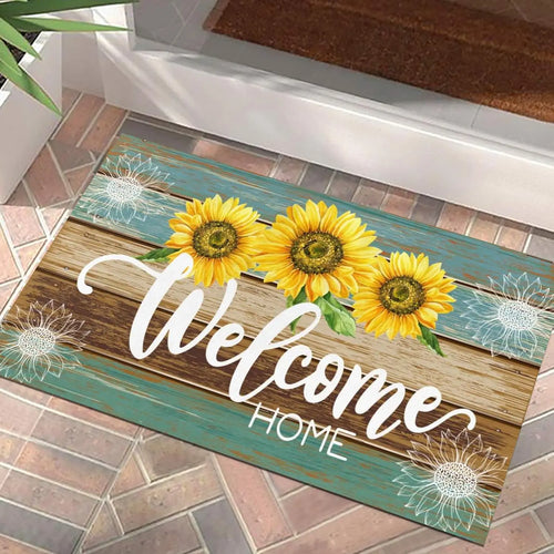 Vikama Summer Doormat Sunflower Front Door Welcome Mat Vintage Rustic Yard Non Slip Seasonal Home