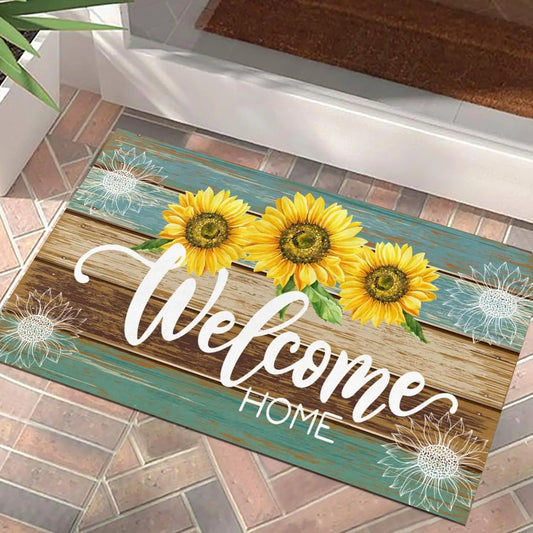 Vikama Summer Doormat Sunflower Front Door Welcome Mat Vintage Rustic Yard Non Slip Seasonal Home