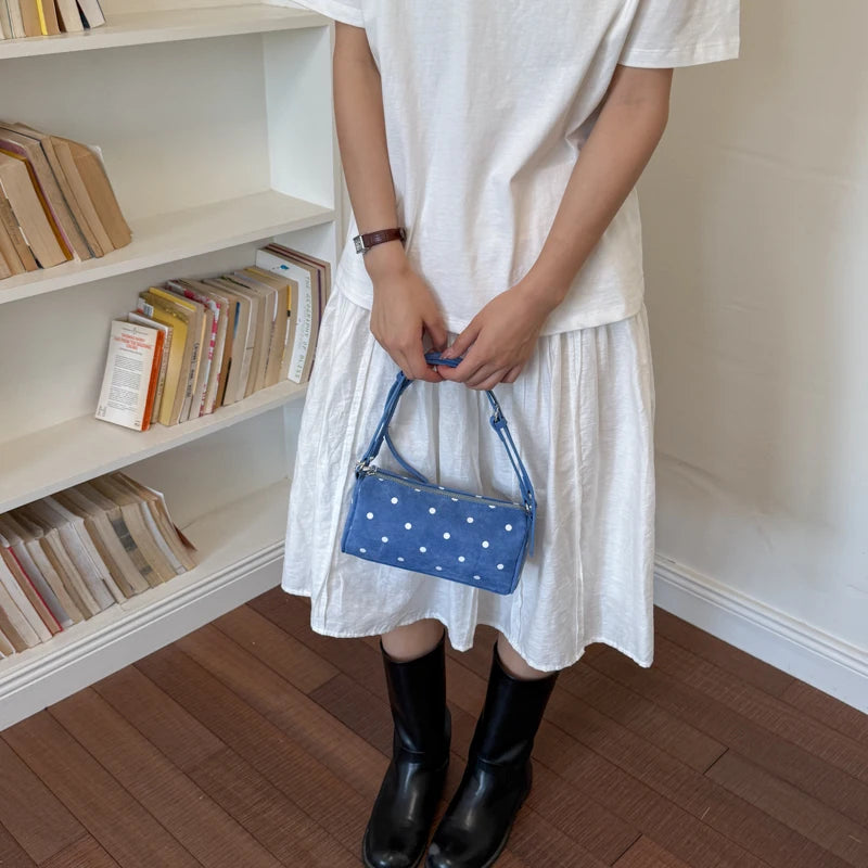 Polka Dot Shoulder Bag for Women – Retro Cute Underarm Purse