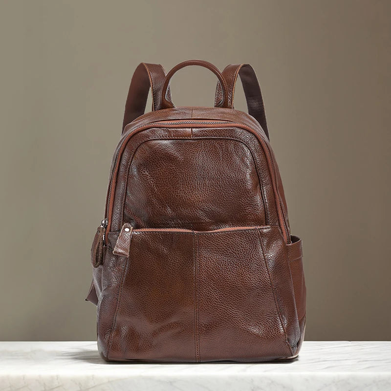 Genuine Cowhide Leather Backpack – Women's Luxury Travel Bag