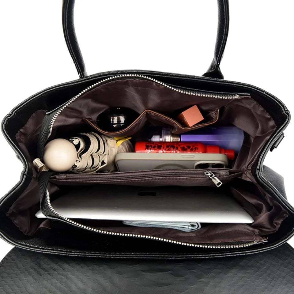 Top Quality Large Handbag with Snake Pattern Leather Bags