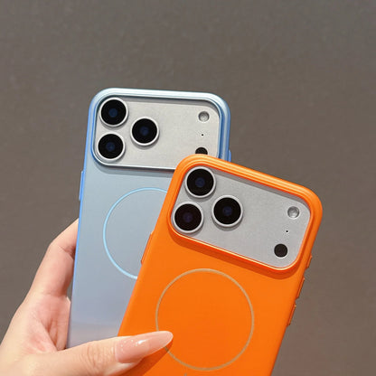Metallic MagSafe iPhone Case – Ultra-Thin Glossy PC Cover for iPhone 11–17 Series
