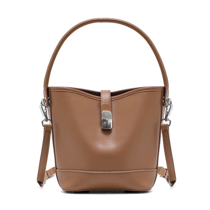Genuine Leather Bucket Bag – Women's Crossbody Shoulder Handbag