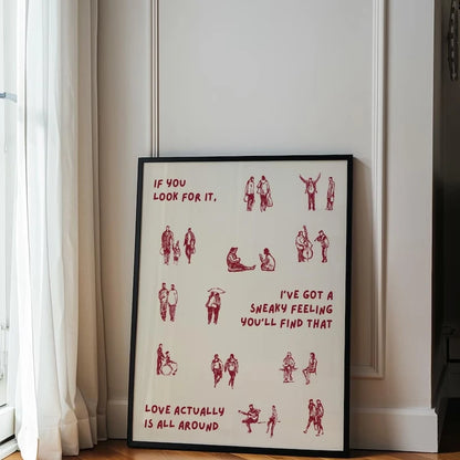 Love Actually Is All Around Wall Art Print – Romantic Quote Poster