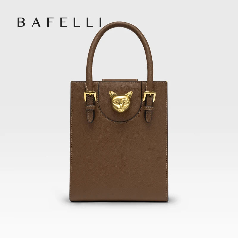 Mini Tote Crossbody Handbag – Cat Gold Hardware Saffiano Leather