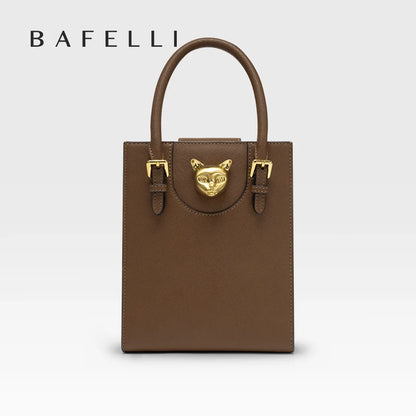 Mini Tote Crossbody Handbag – Cat Gold Hardware Saffiano Leather