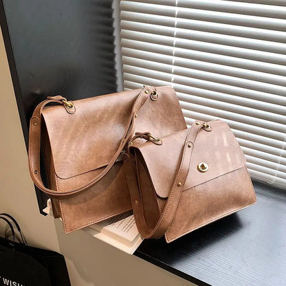 Vintage Coffee Shoulder Bag Women Preppy Style