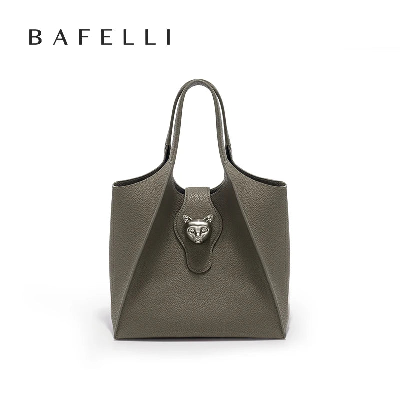 Genuine Leather Tote Handbag with Panther Clasp – Luxury Women's Bag