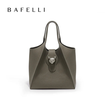Genuine Leather Tote Handbag with Panther Clasp – Luxury Women's Bag