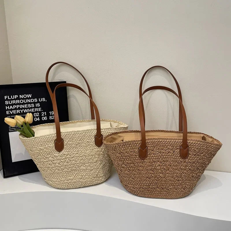 Big Weave Zipper Summer New Fashion Shoulder Bags