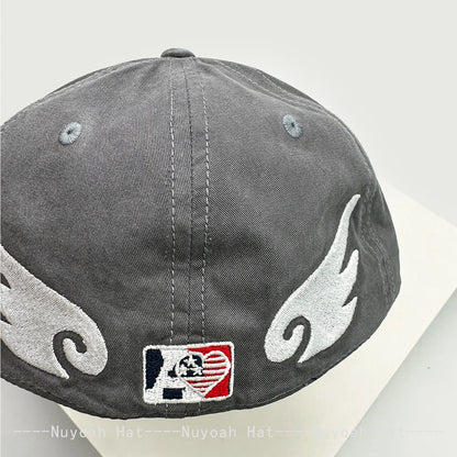 Gothic Angel Halo Embroidered Snapback Cap – Korean Street Style Hat