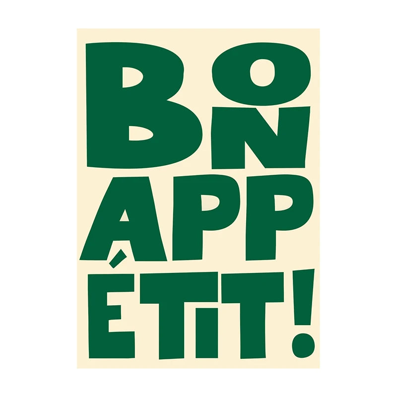 Kitchen Wall Art Poster – Bon Appétit Minimalist Typography Print