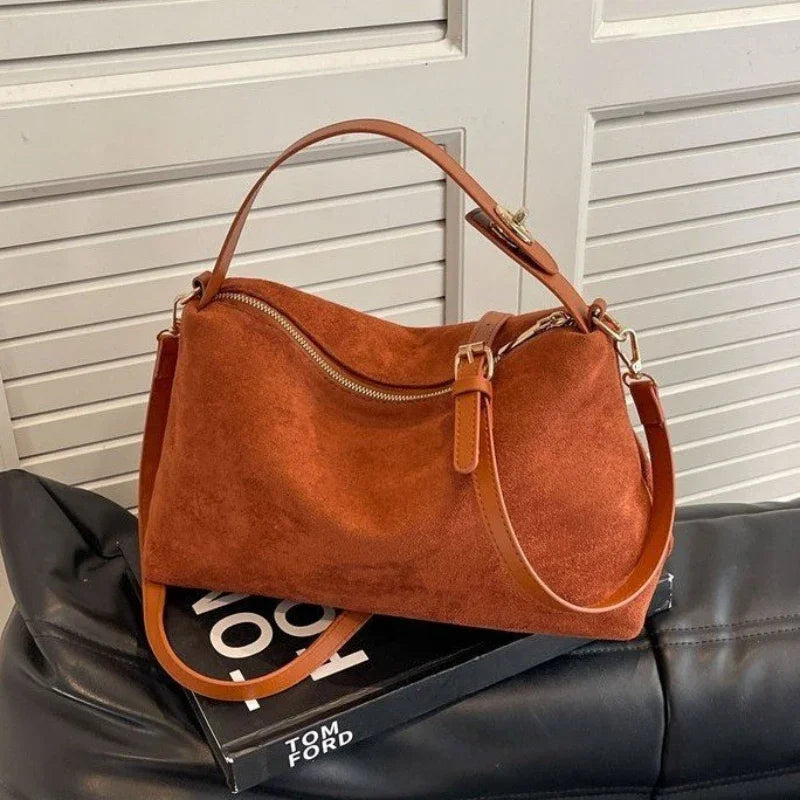 Retro Frosted Shoulder Bag for Women – Textured Crossbody Handbag