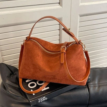 Retro Frosted Shoulder Bag for Women – Textured Crossbody Handbag