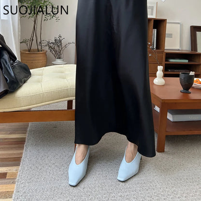 Women's Square Toe Pumps – Low Heel Slip-On Dress Shoes