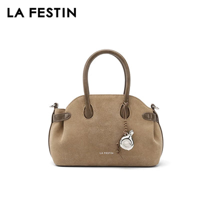 New Suede Bag Luxury Designer Handbag Boston Bag