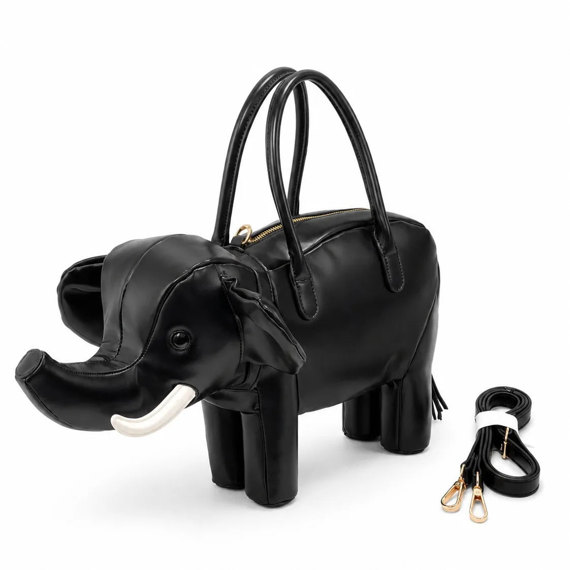 Creative Handbag Elephant Shape Shoulder Bag Pu Versatile Zipper Luxury Retro Casual Messenger
