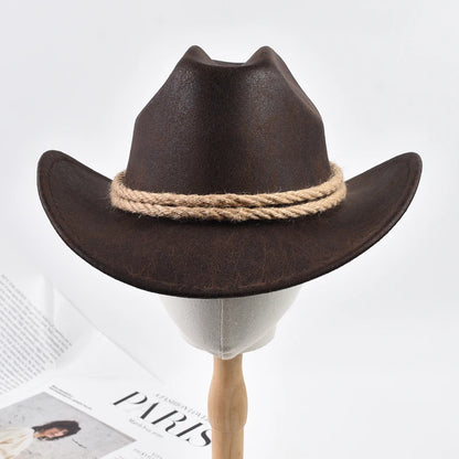 Vintage Western Cowboy Hat with Rope Band – Unisex